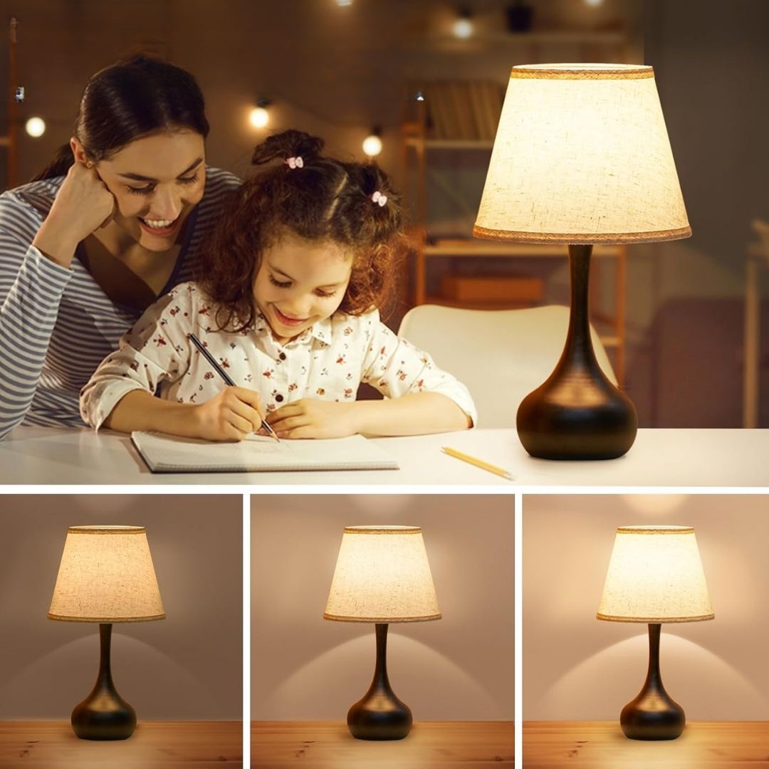 Modern Bordslampa – Stilren sänglampsarmatur med textilskärm