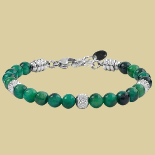 Edelstein-Armband – Elegant pärlarmband i gröna städer med silverdetaljer