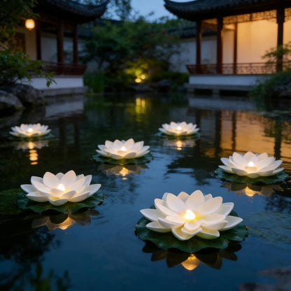Schwimmende Lotusleuchte – Dekorativ LED-dammlampa med naturtrogen design