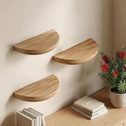 Titel: Wandregal aus Holz – Halbrunde hängende Wandboarde i naturdesign