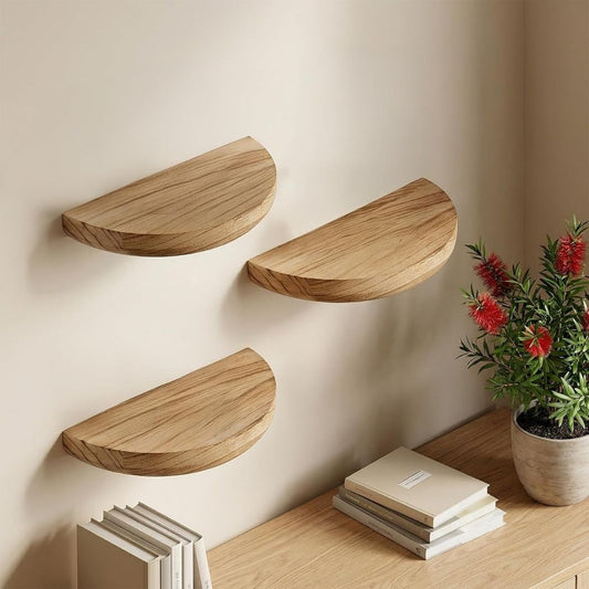 Titel: Wandregal aus Holz – Halbrunde hängende Wandboarde i naturdesign