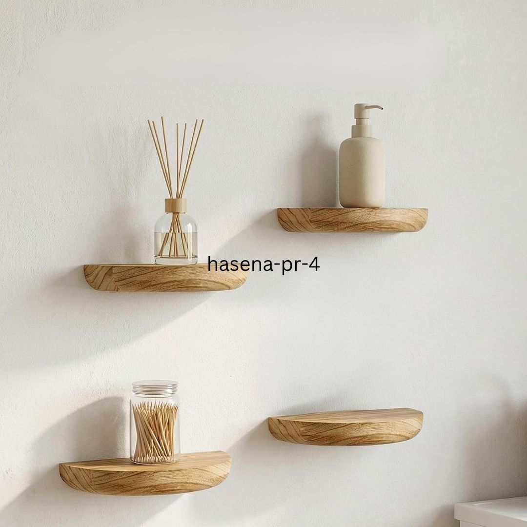 Titel: Wandregal aus Holz – Halbrunde hängende Wandboarde i naturdesign