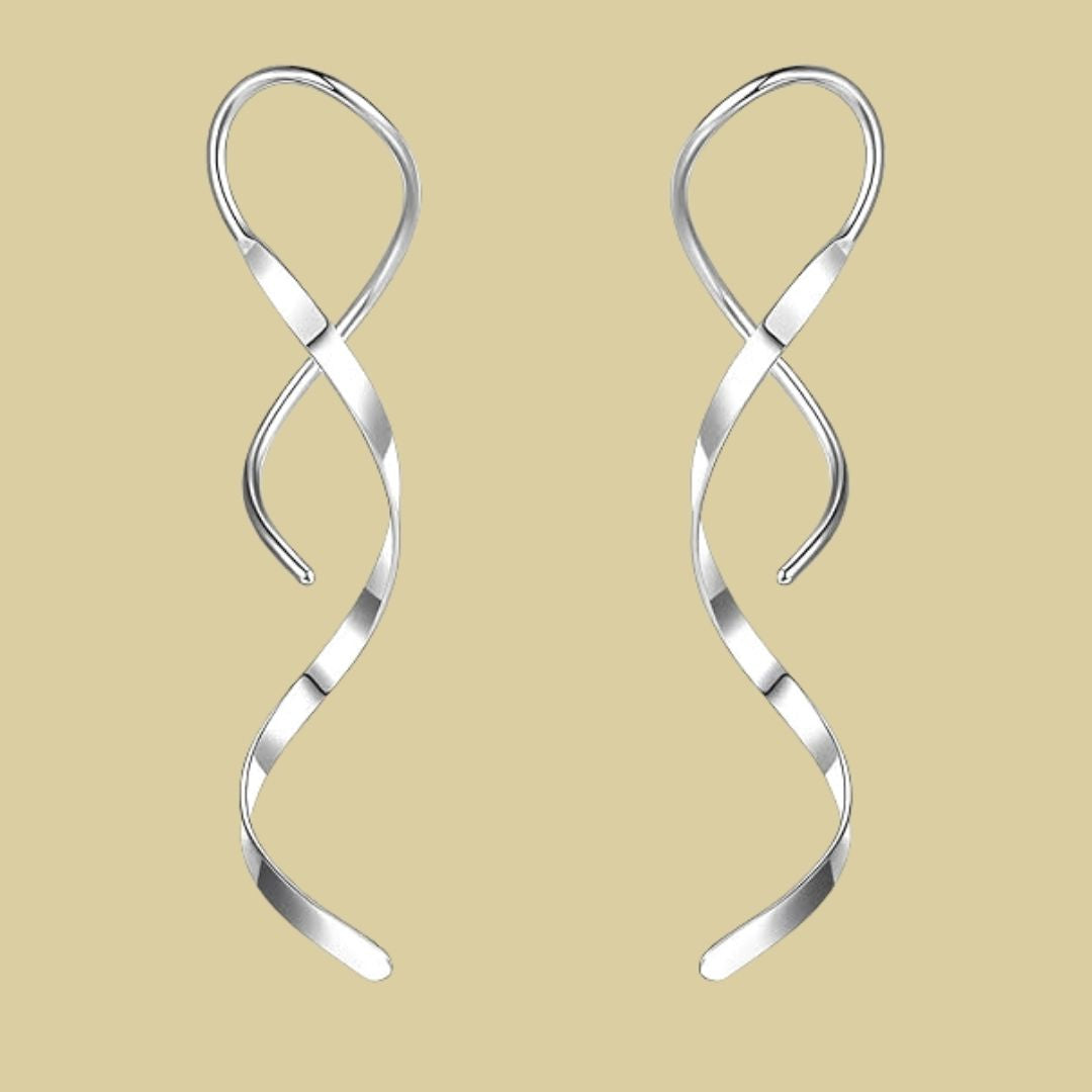 Spirale Silberohrringe – Eleganta långa örhängen med modern snurrad design