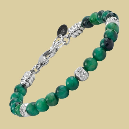 Edelstein-Armband – Elegant pärlarmband i gröna städer med silverdetaljer