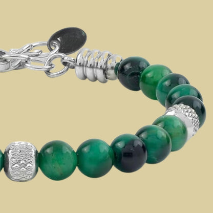 Edelstein-Armband – Elegant pärlarmband i gröna städer med silverdetaljer