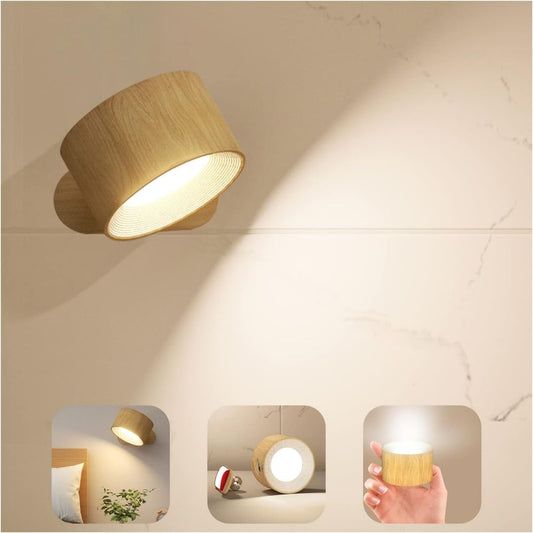 Holz-Wandleuchte – Skandinavische LED-Leuchte mit Magnethalterung